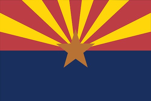 Arizona state flag with red diagonal cross - Arizona contractor bonds and licensing