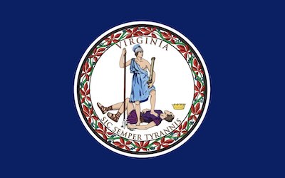 Virginia state flag with red diagonal cross - Florida contractor bonds and licensing